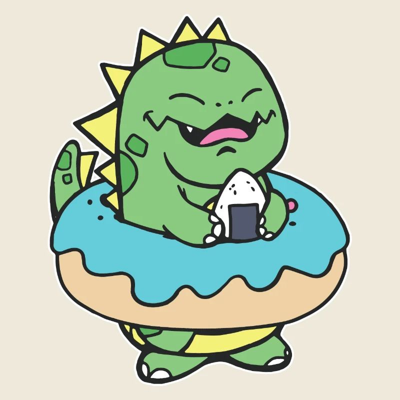 Chubby Kid Dinosaurier Donut Süßes Gebäck