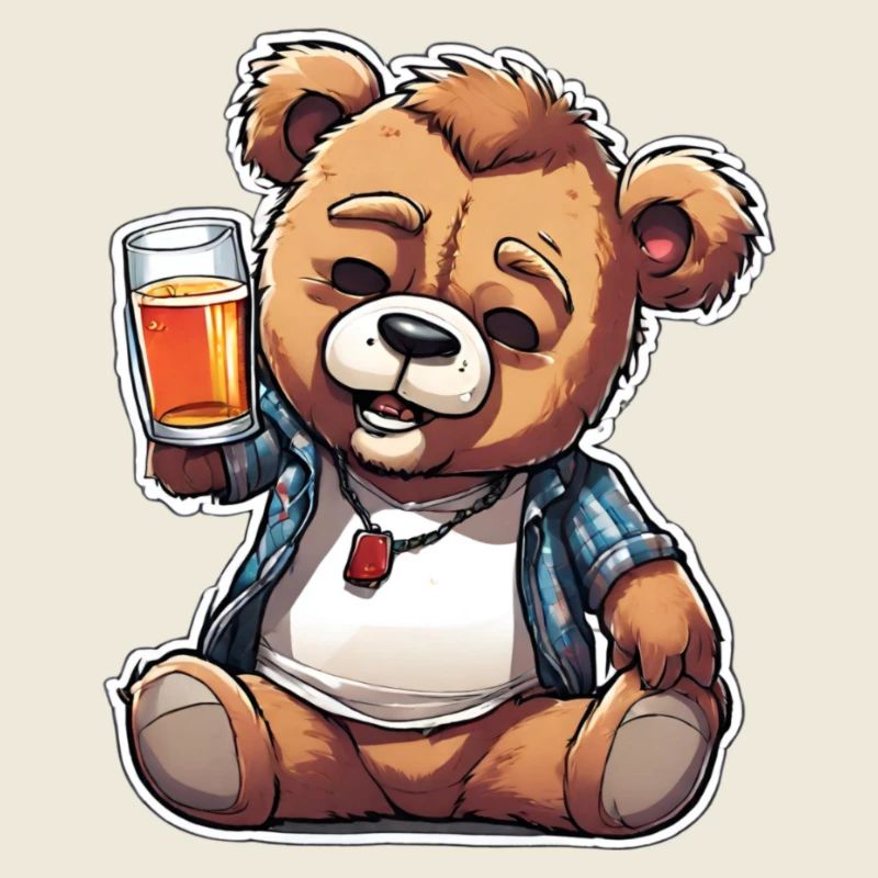 Feiernder Teddy mit Bier