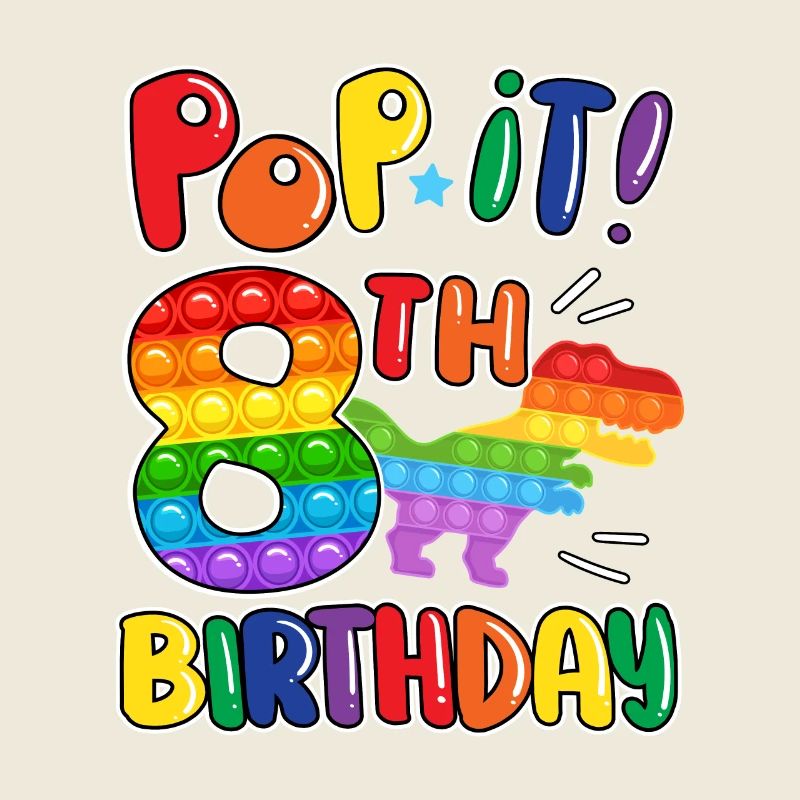 Pop It Dinosaur Joyeux 8ème anniversaire Dino
