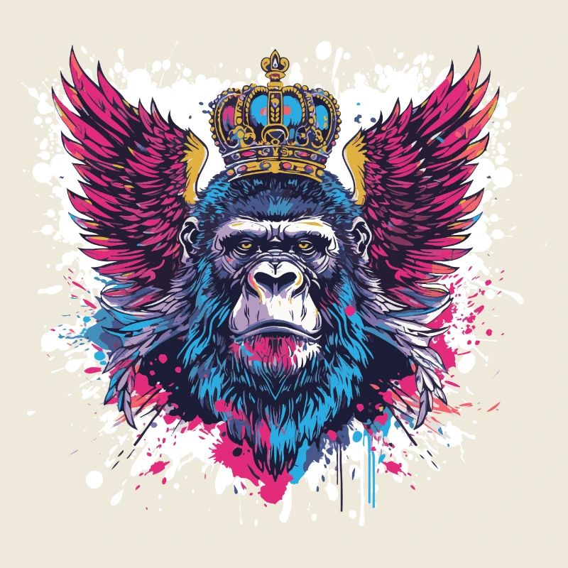 Gorilla Wappen Porträt Bunt