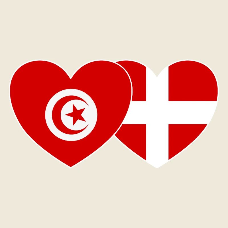 Tunisie Danemark Drapeau Coeur