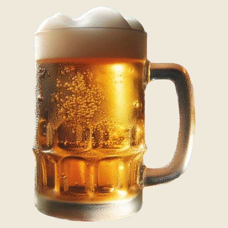 A cold beer in a beer mug