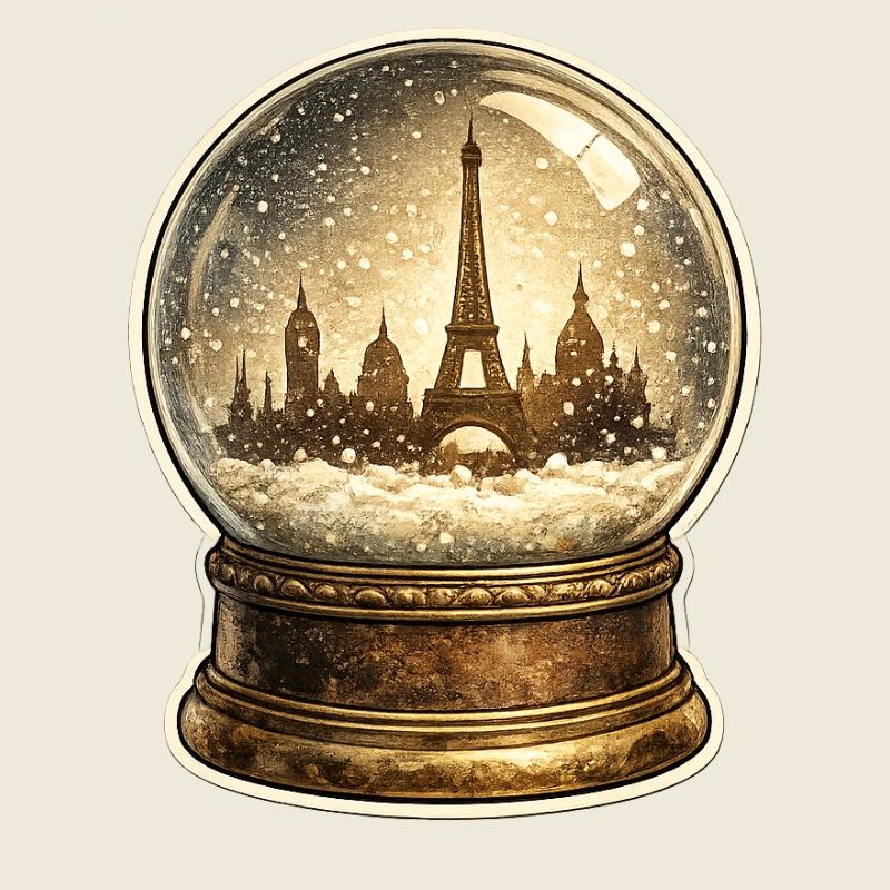 Schneekugel Paris: Eiffelturm im Schnee