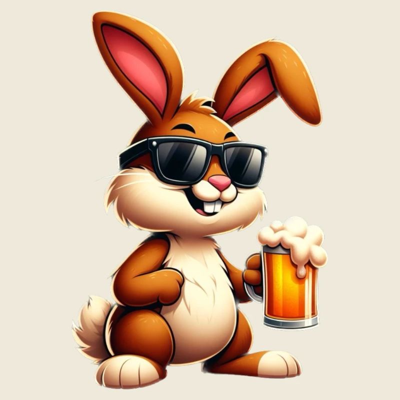 Easter bunny with a beer