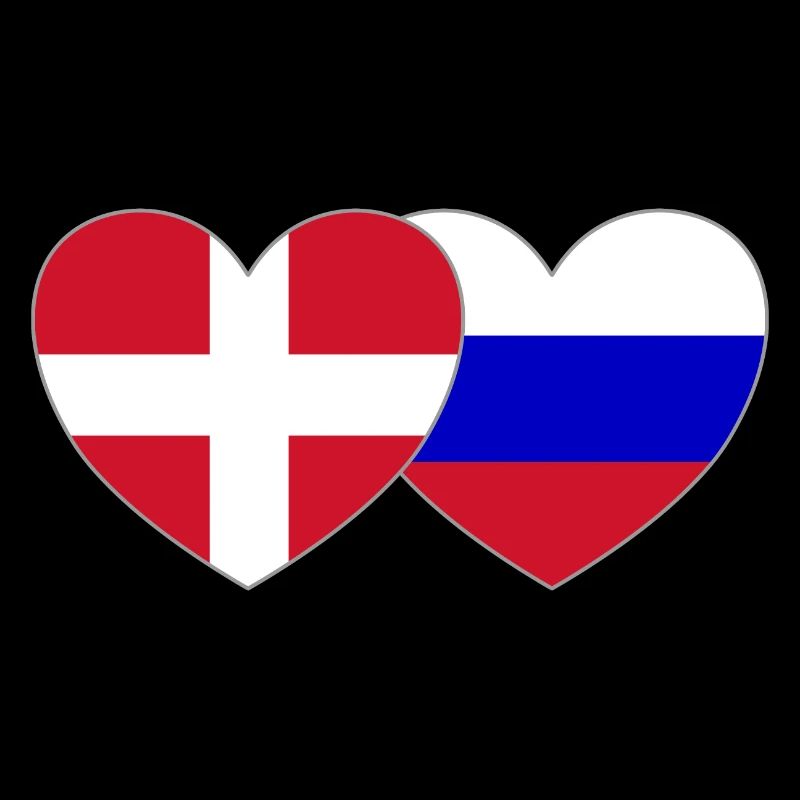 Danemark Russie Flag Coeur