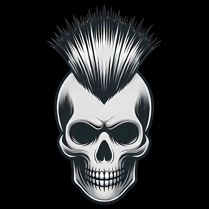 Totenkopf mit Irokesenschnitt Punk Design