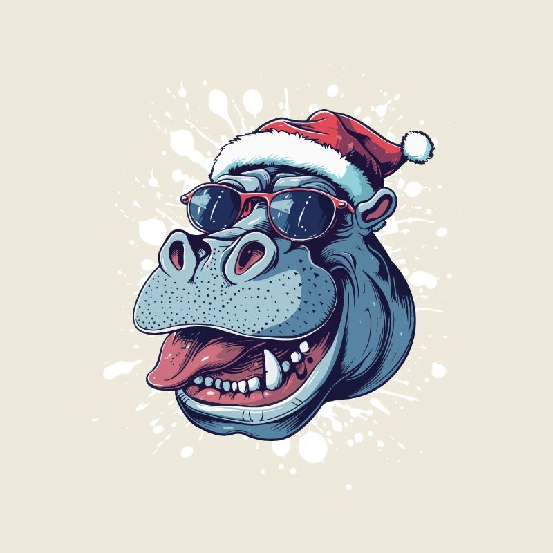 Nilpferd Weihnachten Lustig