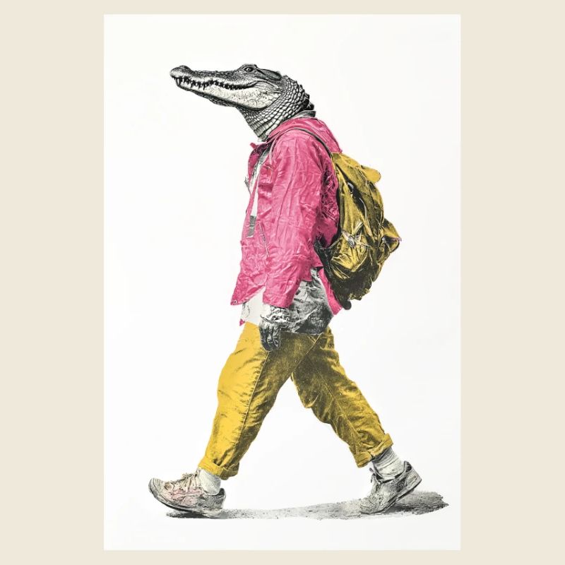 Alligator de style urbain avec sac à dos