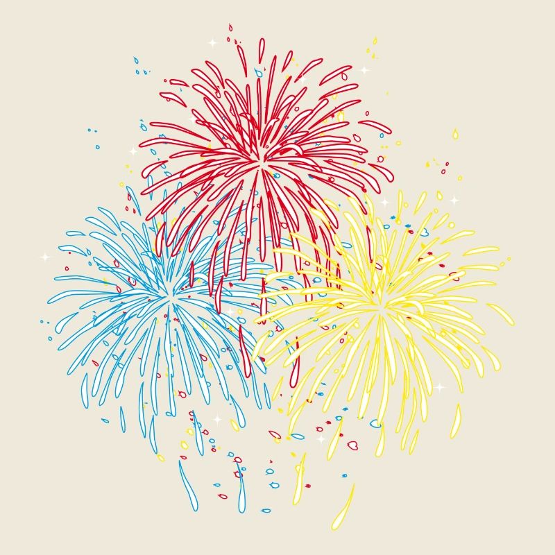 Feux d'artifice en trois couleurs
