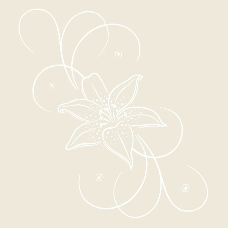 Lily with floral element. Summer time. White.