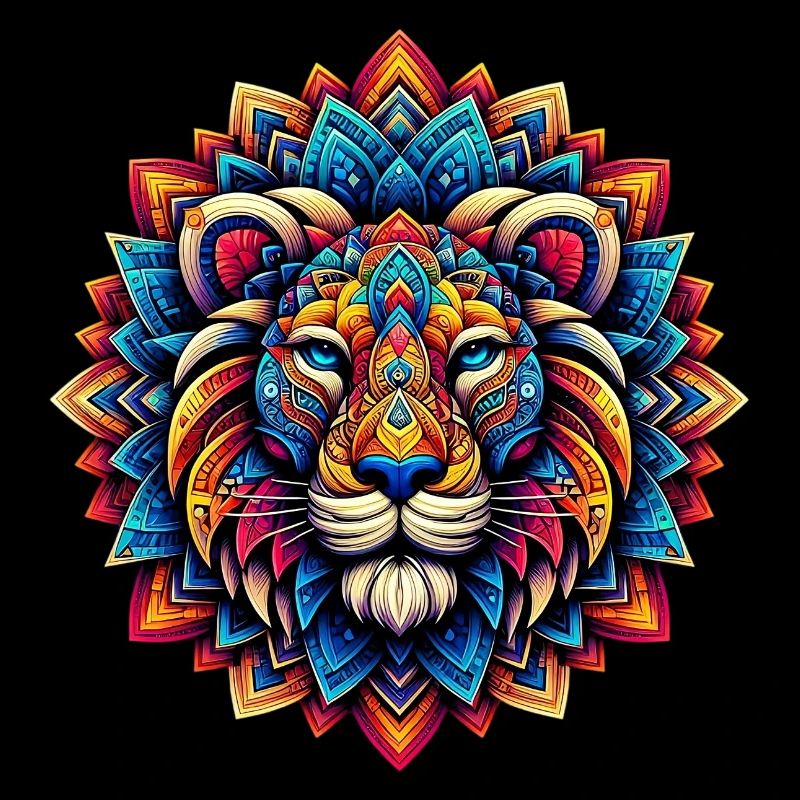 Lion decorated with Mandalas