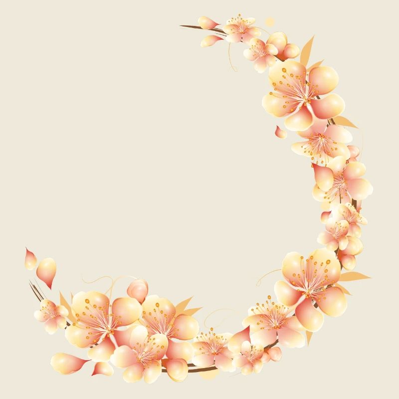 Peach blossom wreath in velvety-soft peach tone