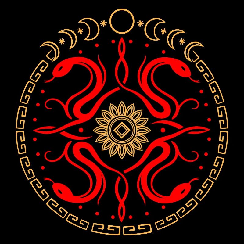 Snake wheel with moon phases