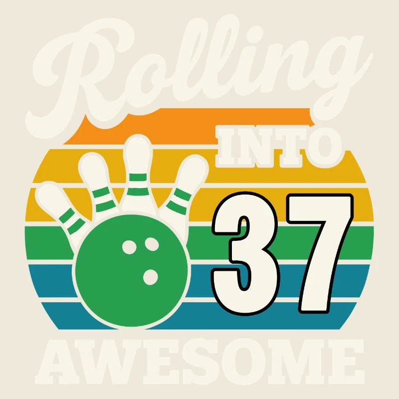 Bowling 37. Geburtstag Feier Grafik