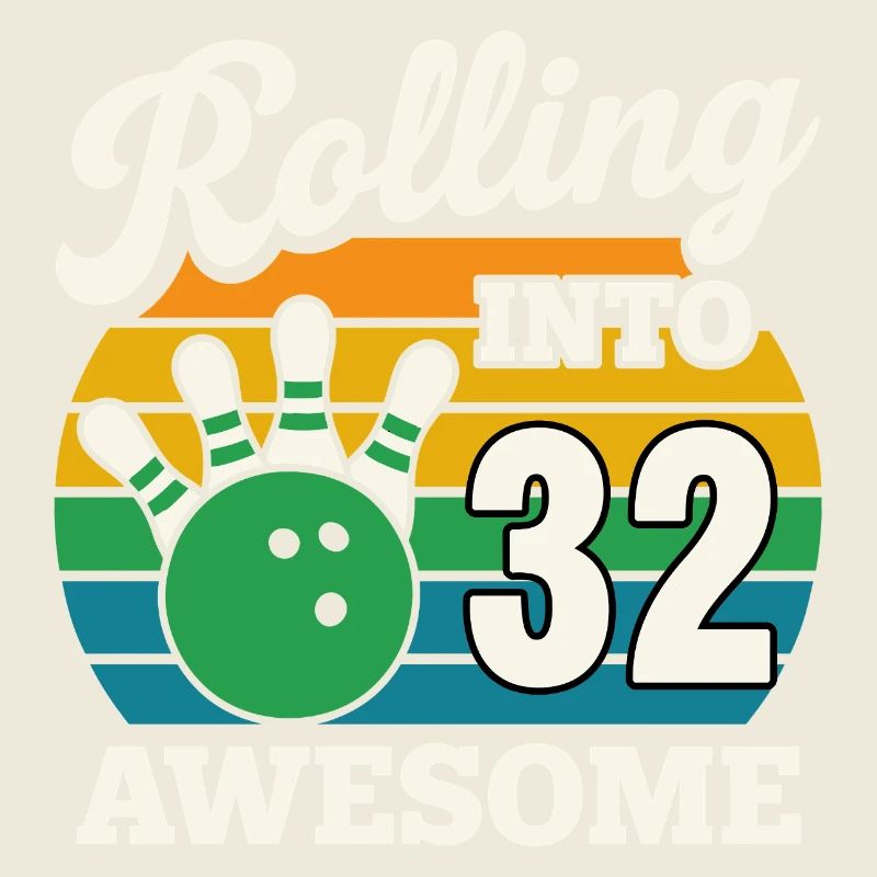 Retro Bowling 32th Birthday Design