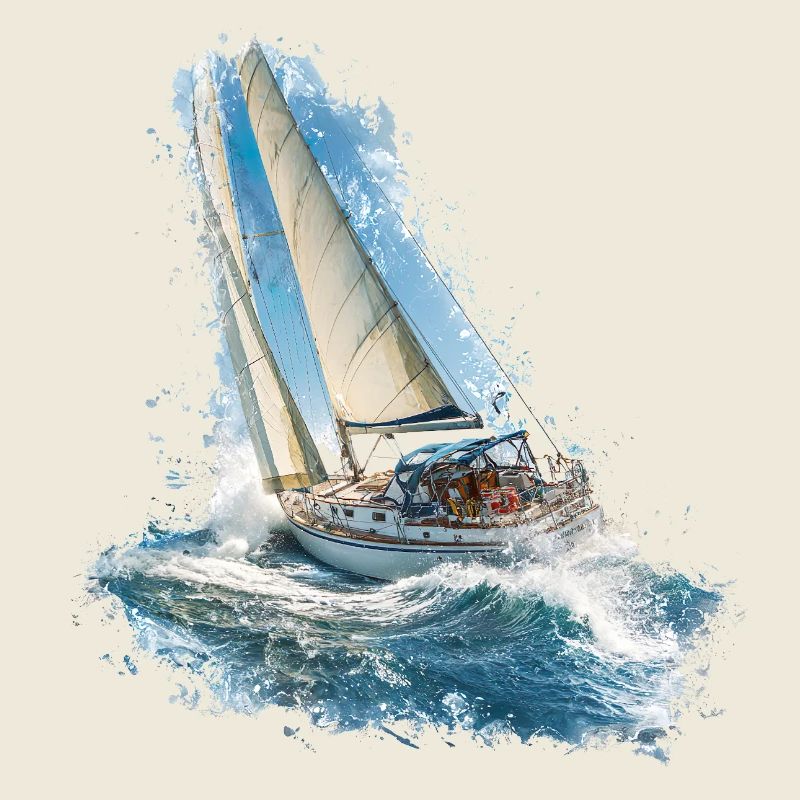 Voilier dans le bruit des vagues