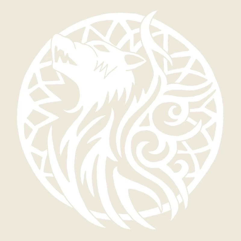 Weißer Wikingerwolf und Glücksbringer