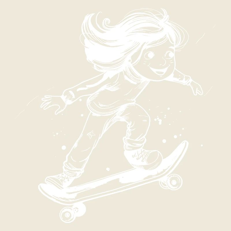 Skateboarding Mädchen Zeichnung