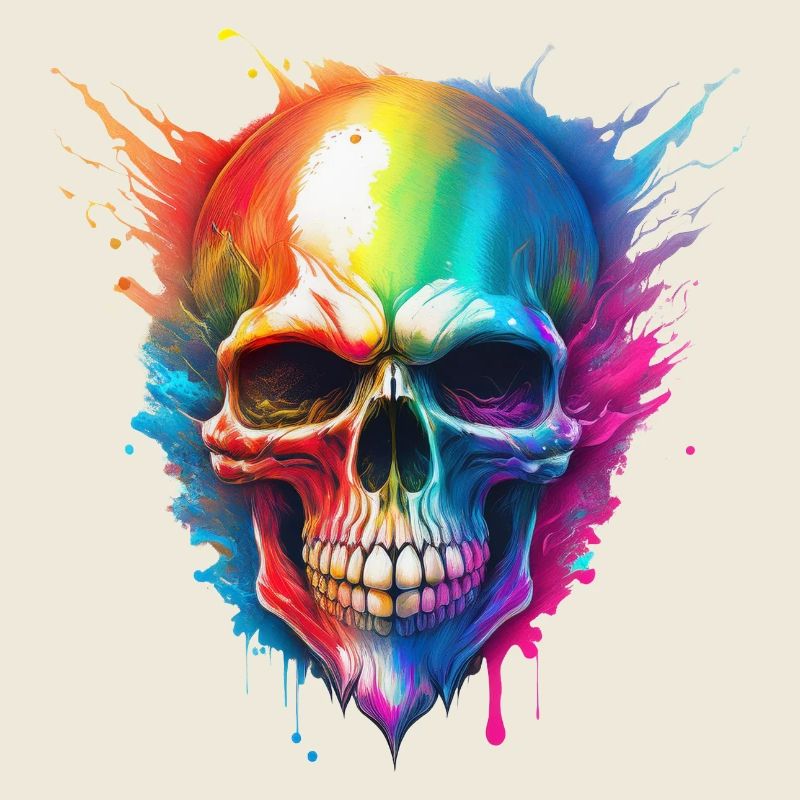 Regenbogen-Schädel Farbexplosion