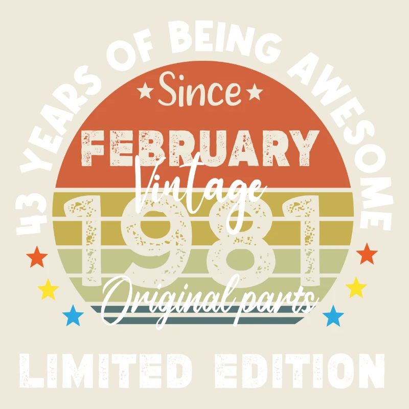 43 Years Old Made In 1981 Vintage February 1981