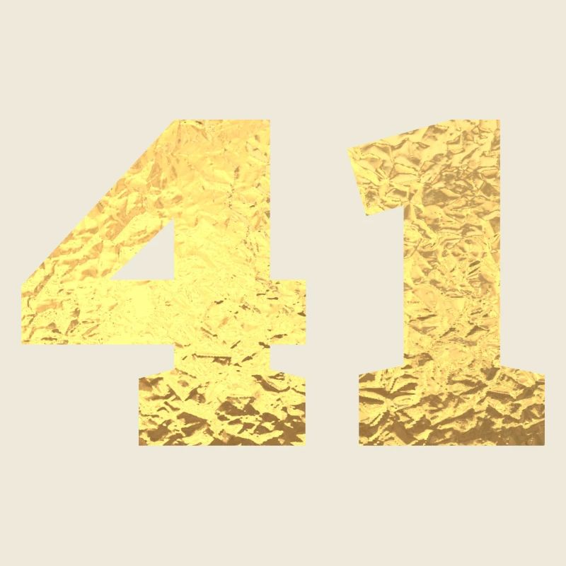 Number 41 Gold Glitter - 41st Anniversary