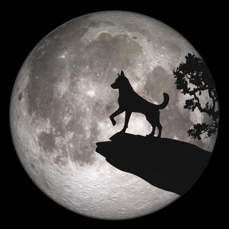 Full moon dog werewolf wolf howling dog