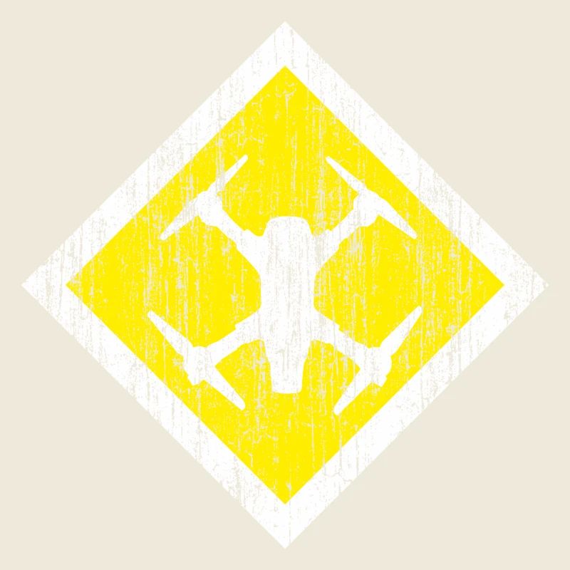 Cool drone shield in check shape on a yellow background