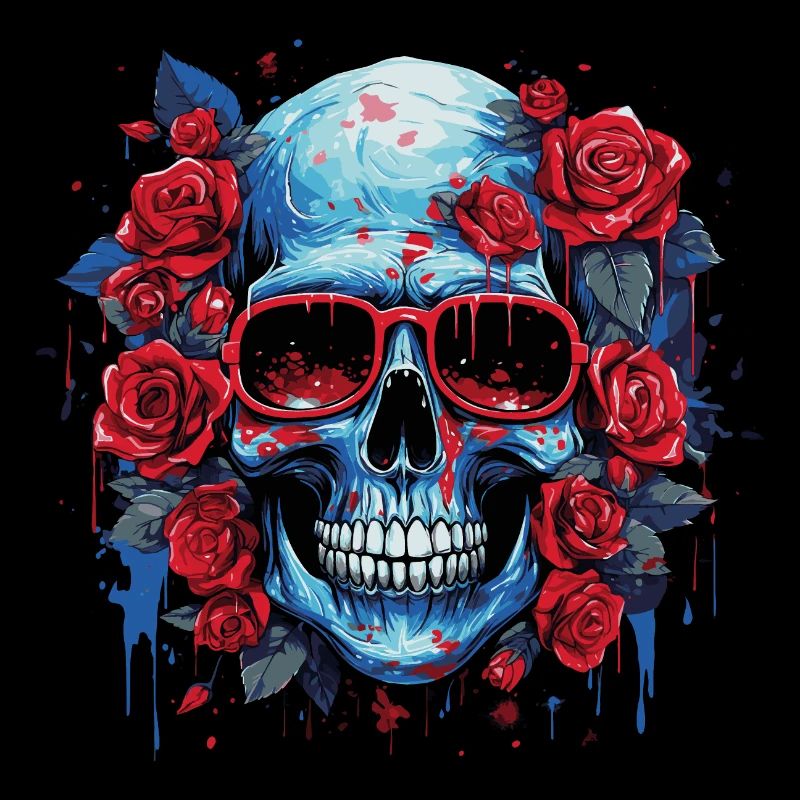 Grinsender Blumenschädel