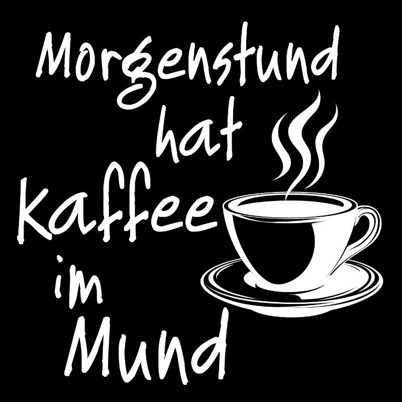 Morning hour has coffee in its mouth, white