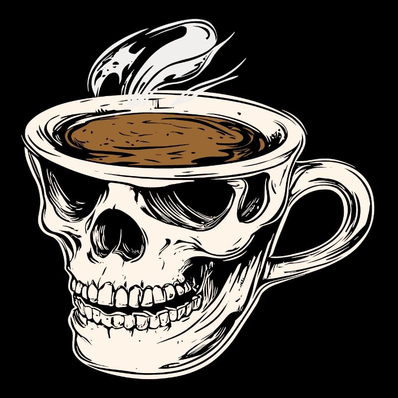Coffee as a Hanger's Meal in Skull Mug