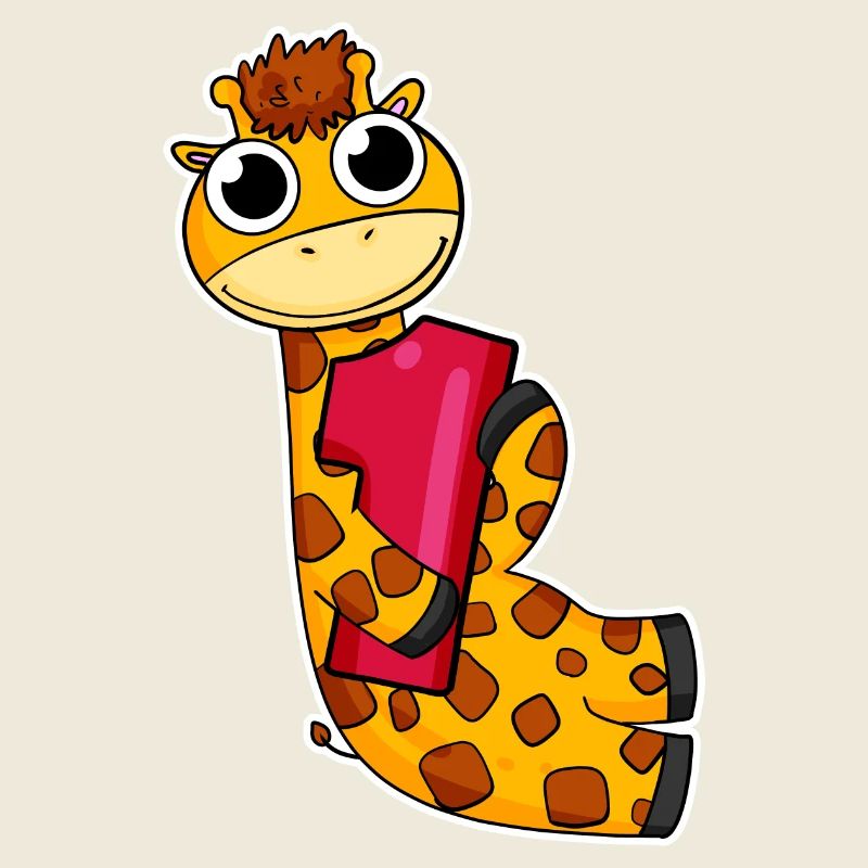 1 Jahr alt - Einschulung - Giraffe Motiv