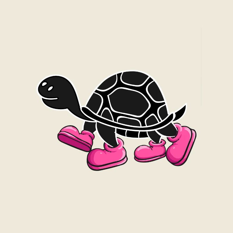 Tortue avec des chaussures roses