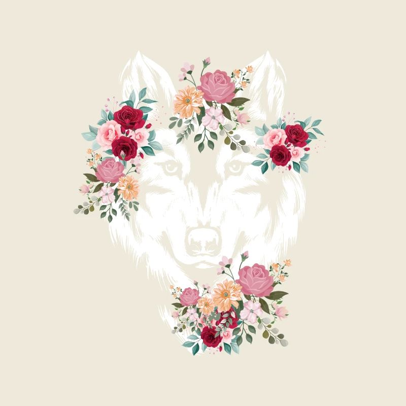 Wolf Wolfskopf Fleurs Déco