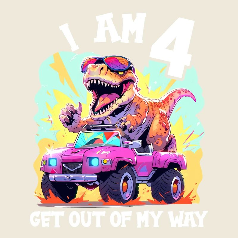 T-Rex conduit un camion monstre J’ai 4e anniversaire