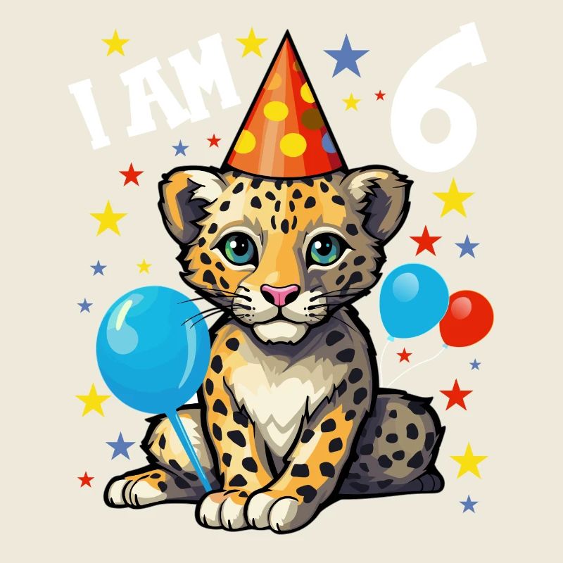 Ich bin 6 Jahre alt Leoparde Leopard 6. Geburtstag