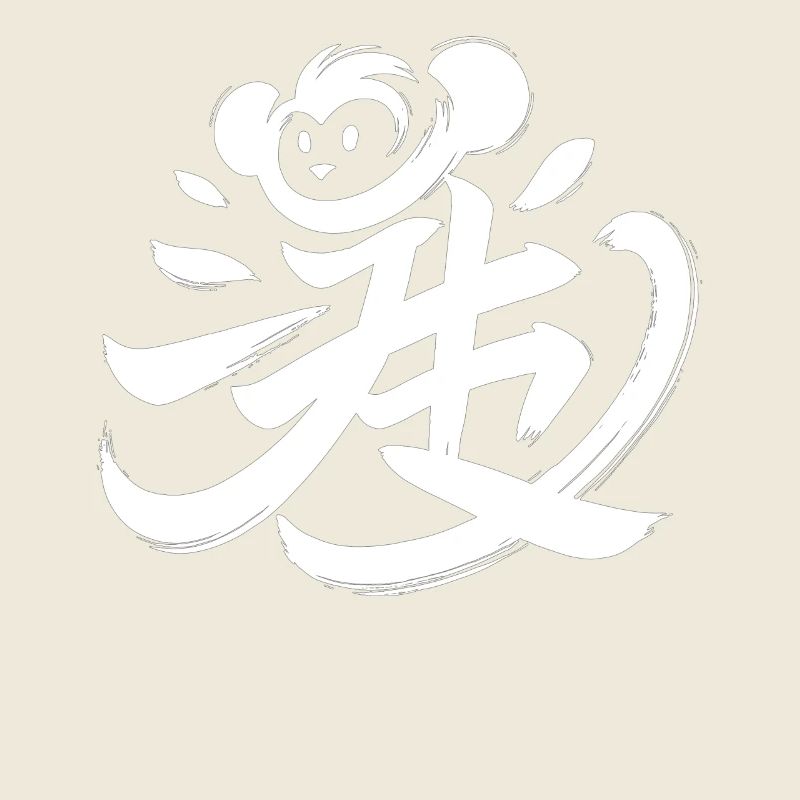Monkey Chinese Zodiac Character Calligraphy Symbol