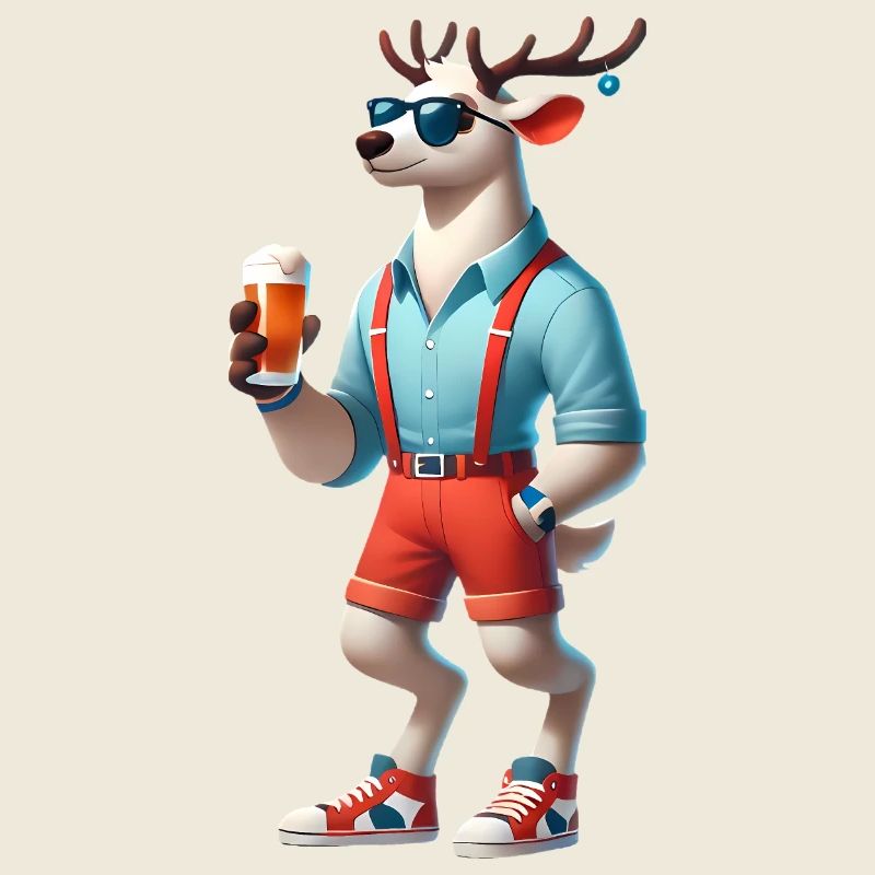 Cool Holiday Reindeer with Beer