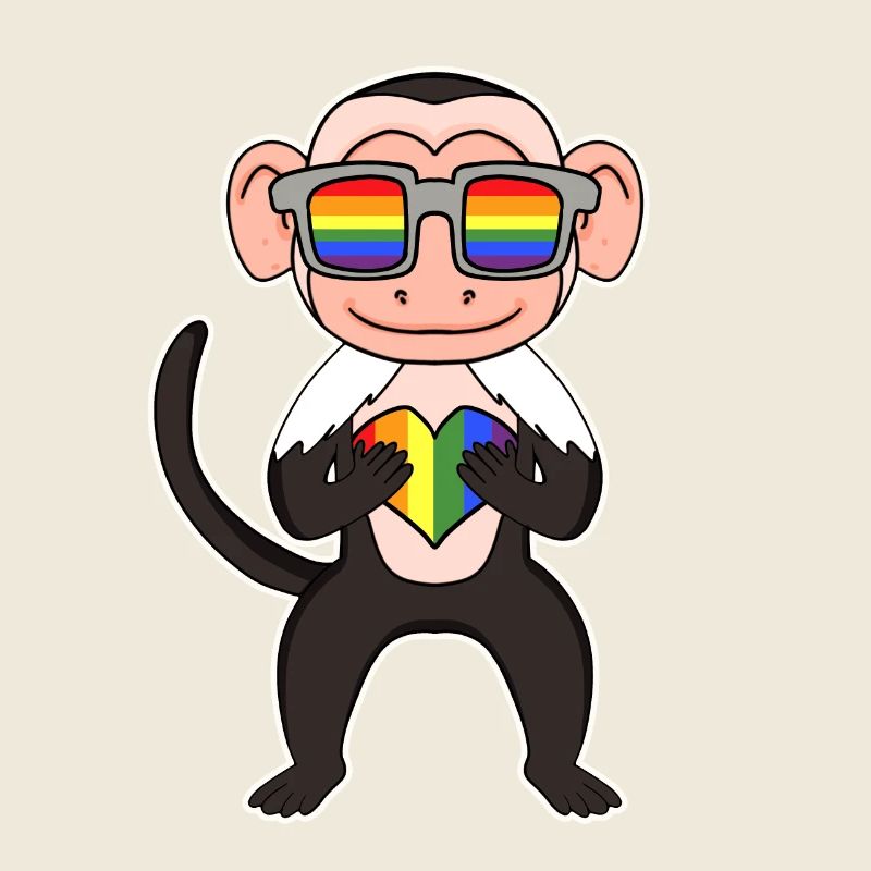 LGBT Animal Monkey Capuchin Monkeys Rainbow