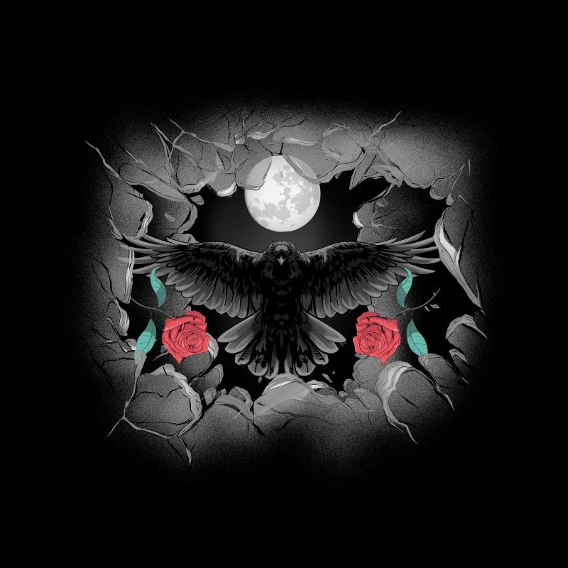 Ravens Halloween Crow Roses Mystical