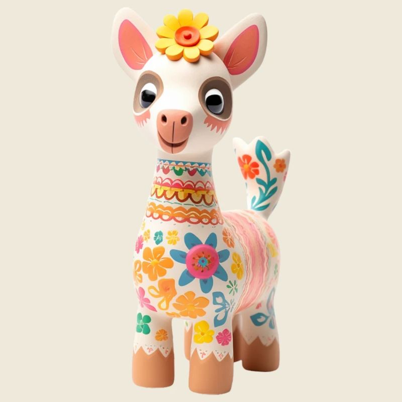 Lama mignon avec décoration florale
