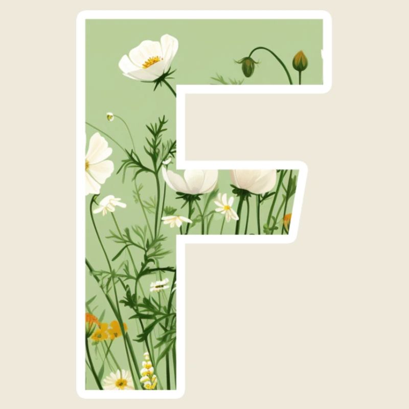Buchstabe F, Monogramm, Blumenmuster