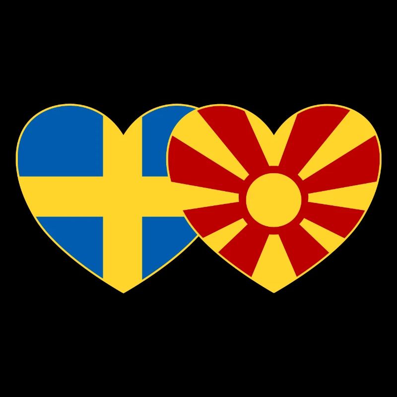 Sweden Macedonia Flag Heart