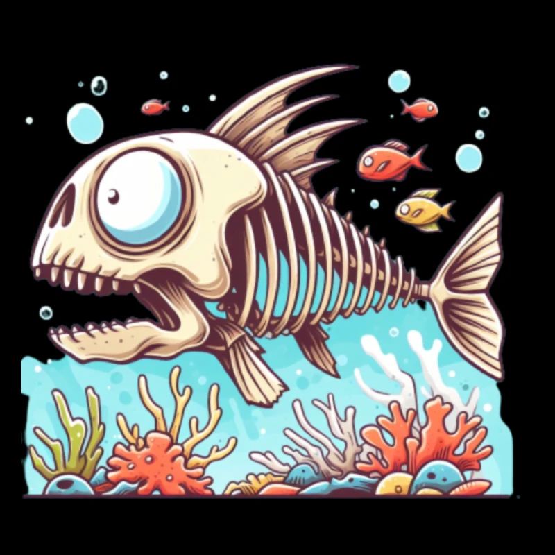 Skeleton Fish Cartoon 4