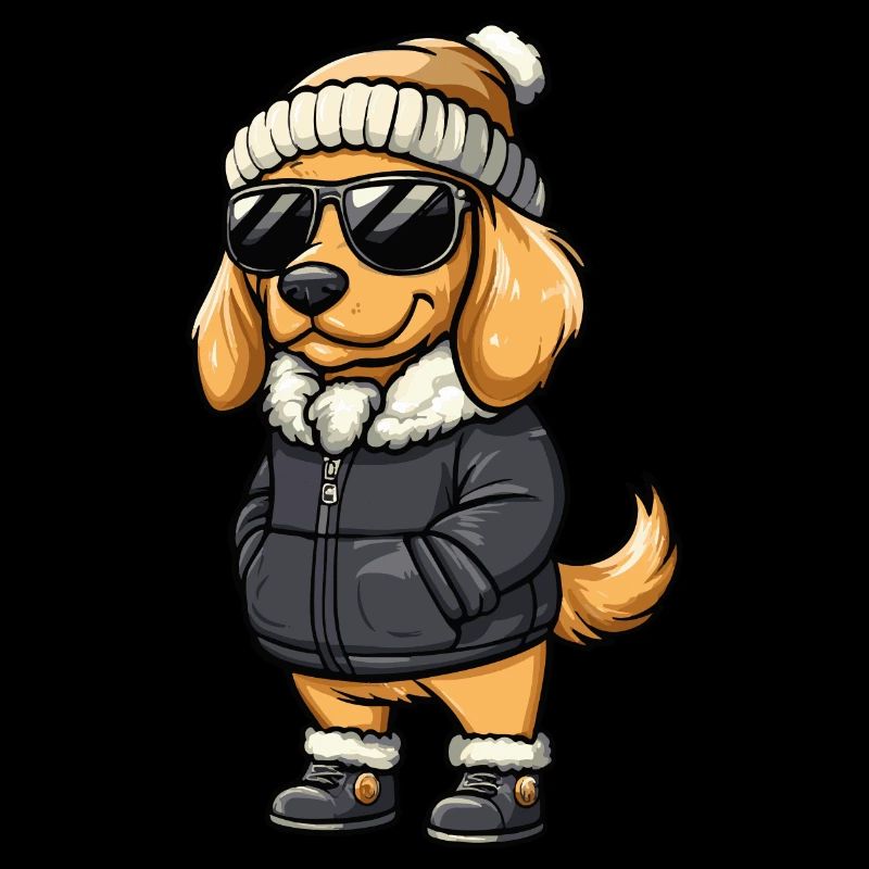 Golden Retriever Dog Winter Comic Funny