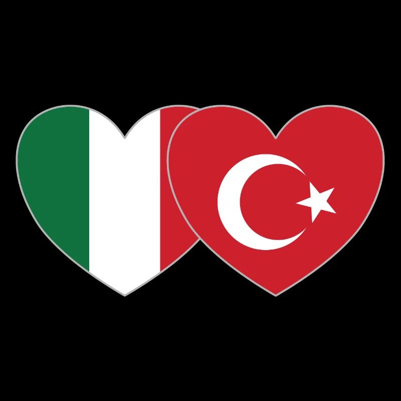 Italy Turkey Flag Heart