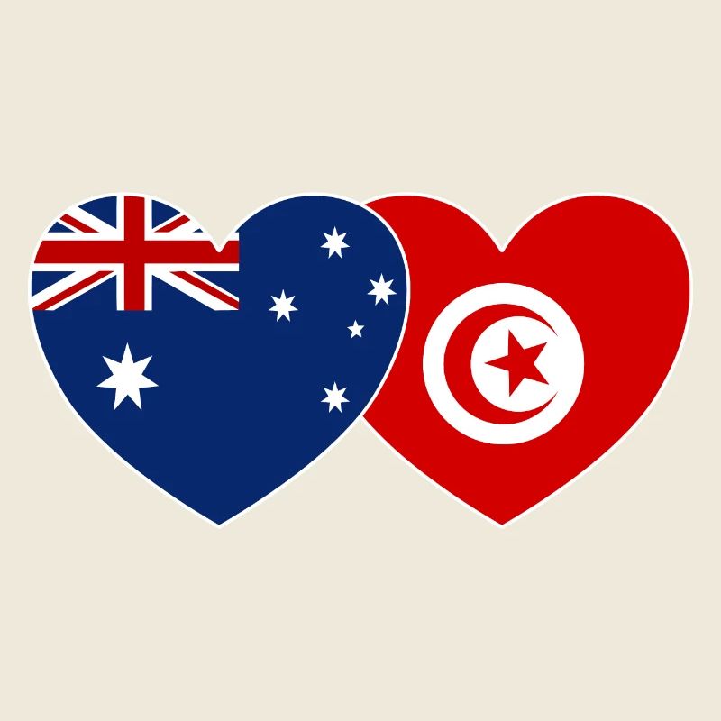 Australie Tunisie Flag Heart
