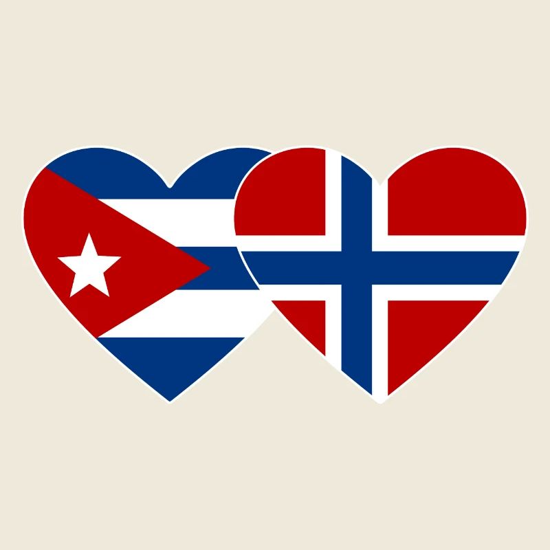 Kuba Norwegen Flagge Herz
