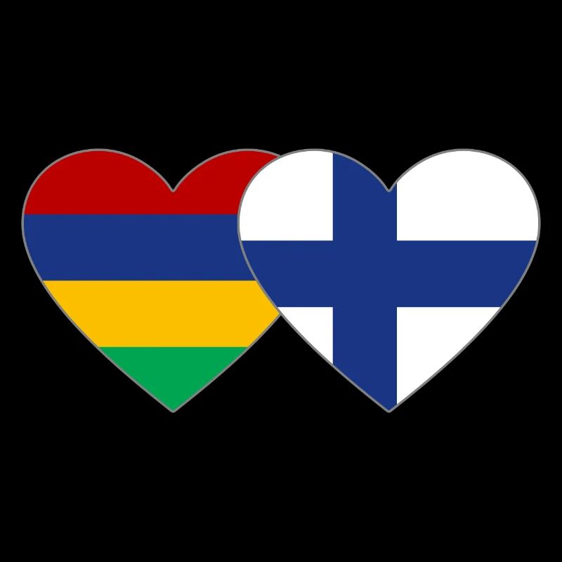 Mauritius Finland Flag Heart
