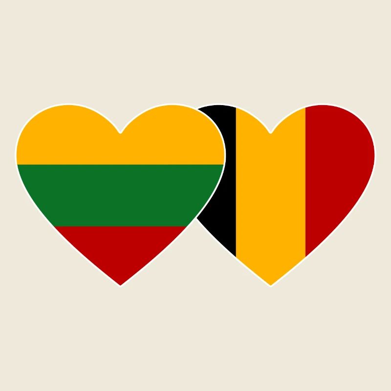 Litauen Belgien Flagge Herz