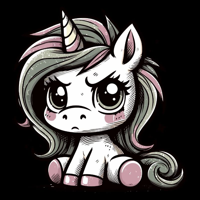 Grimmiges Cartoon Einhorn